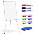 Adjustable Rolling Magnetic Whiteboard, Portable Dry Erase Easel with Circular Stand & Wheels, for Classroom, Office and Homeschool