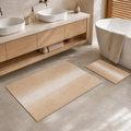 2‑Piece Boho Bathroom Rug Set, Soft Striped Chenille Non‑Slip Bath Mats, Quick‑Dry Absorbent Machine‑Washable Shower Floor Rugs for Bathroom and Bedroom Home Decor
