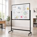 Double‑Sided Magnetic Rolling Dry Erase Whiteboard with Wheels, Mobile Standing Easel White Board with Metal Stand, Portable Reversible White Board for Home, Office, Classroom and School Use