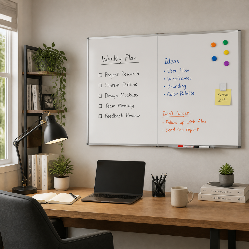 Wall-Mounted Magnetic Dry Erase Board, Large Wall Whiteboard for Home, Office and Classroom