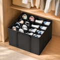 2‑pack foldable closet shoe storage bins with adjustable dividers, flexible shoe organizer containers that accommodate 16 to 32 pairs for bedroom closet footwear organization
