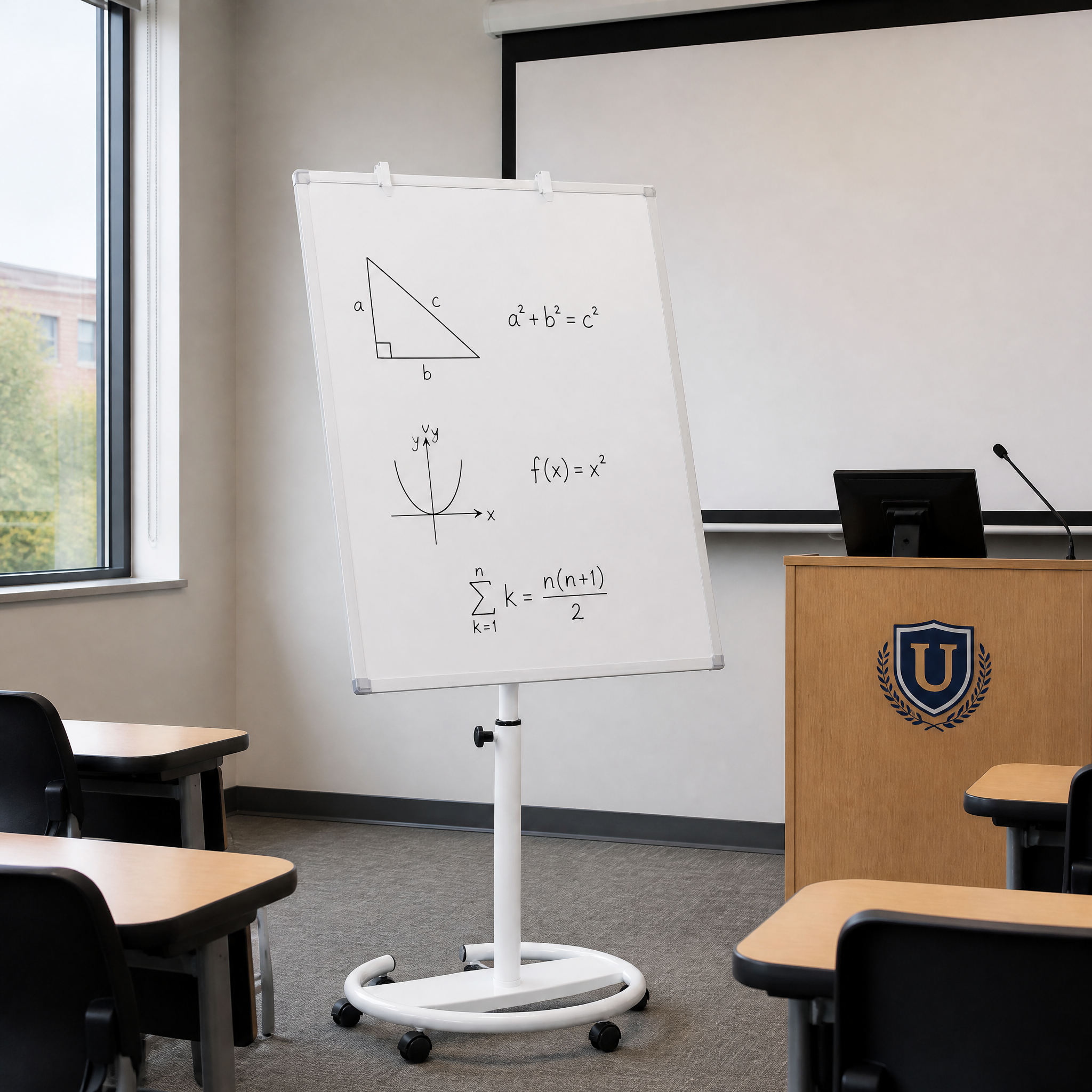 Adjustable Rolling Magnetic Whiteboard, Portable Dry Erase Easel with Circular Stand & Wheels, for Classroom, Office and Homeschool