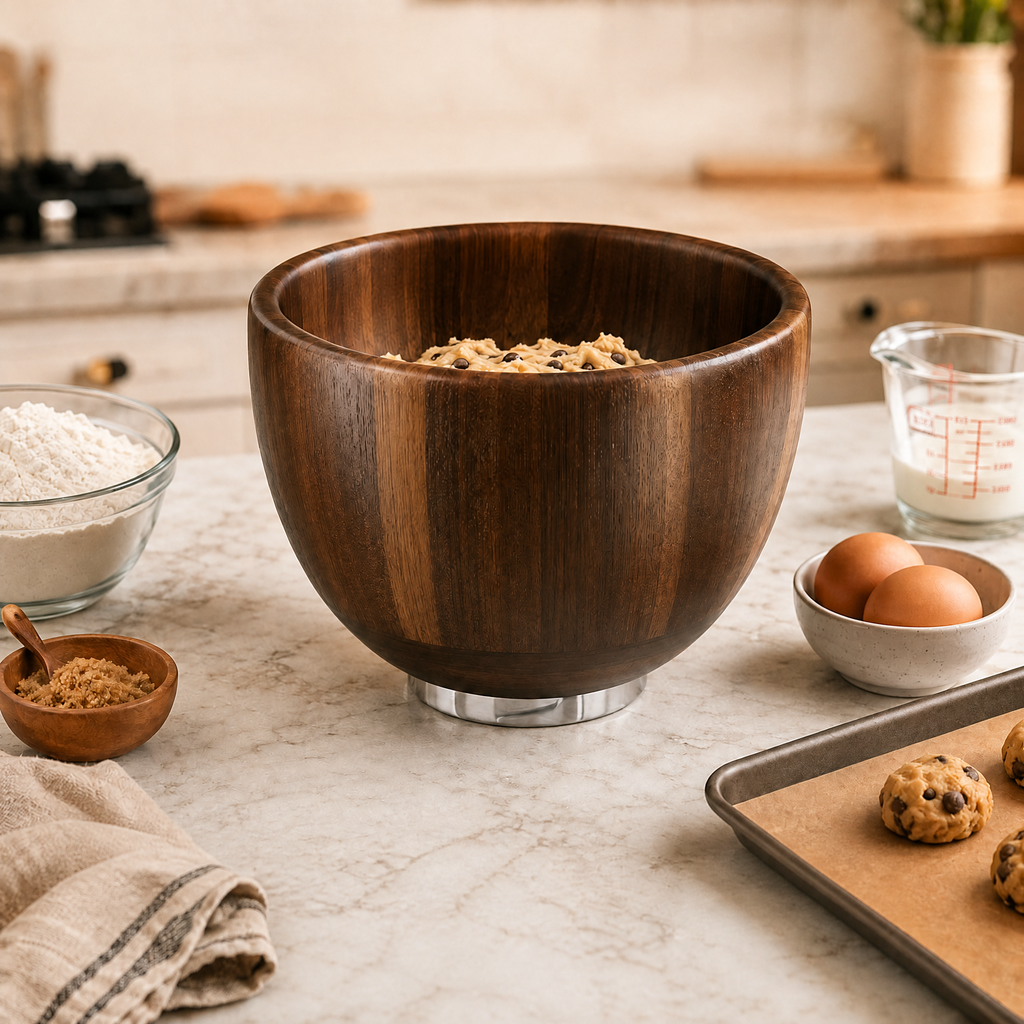 Natural Acacia Wood Mixing Bowl for Stand Mixer, Fits 4.5 & 5 QT Tilt-Head Mixers