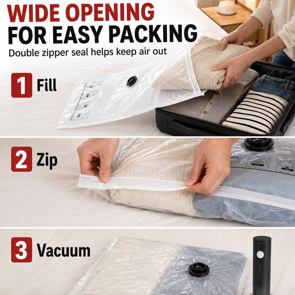 18‑combo travel vacuum compression packing cubes for clothing, space‑saver seal storage bags with cordless pump, practical luggage and suitcase organizer for vacation and cruise trips