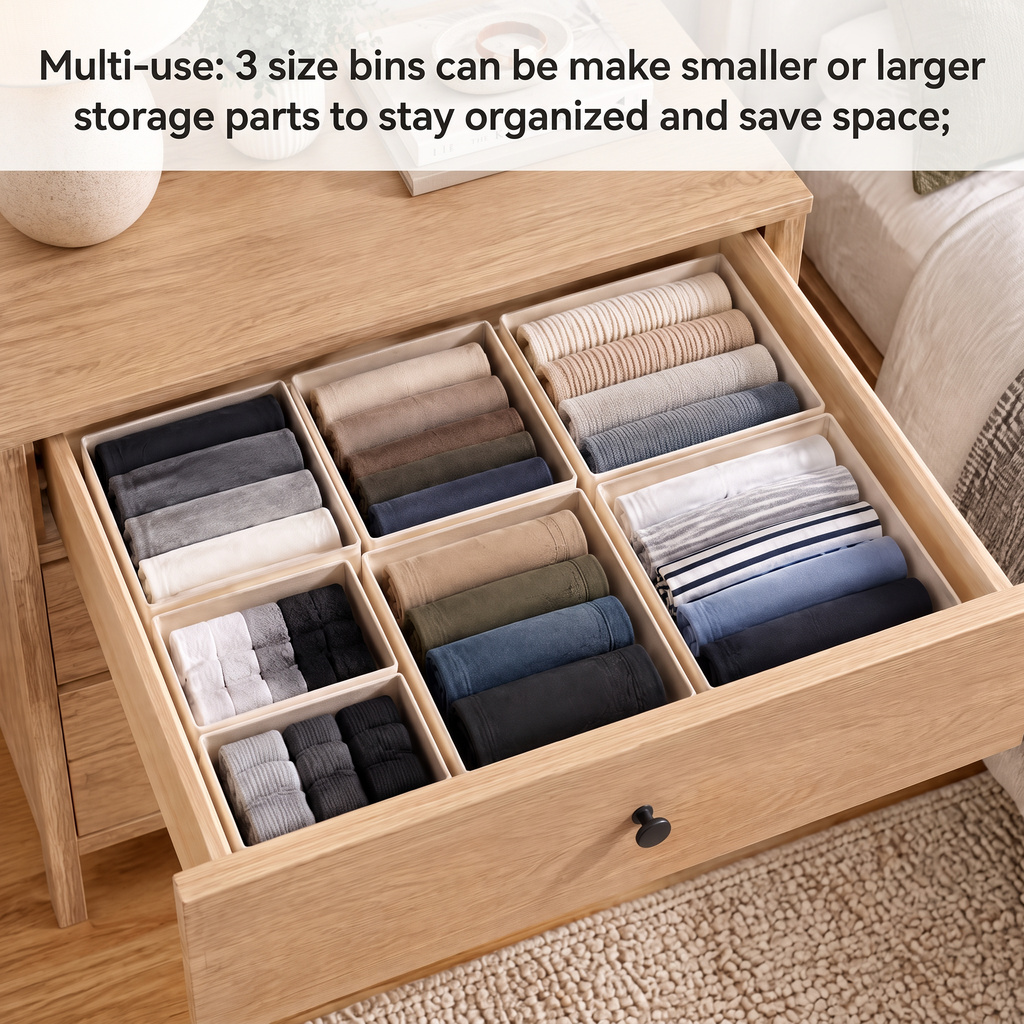 Dresser Drawer Clothing Organizer Set of 18, Foldable Storage Divider Bins for Closet and Nursery, Practical Storage Solution for Baby Clothes, Underwears and Socks