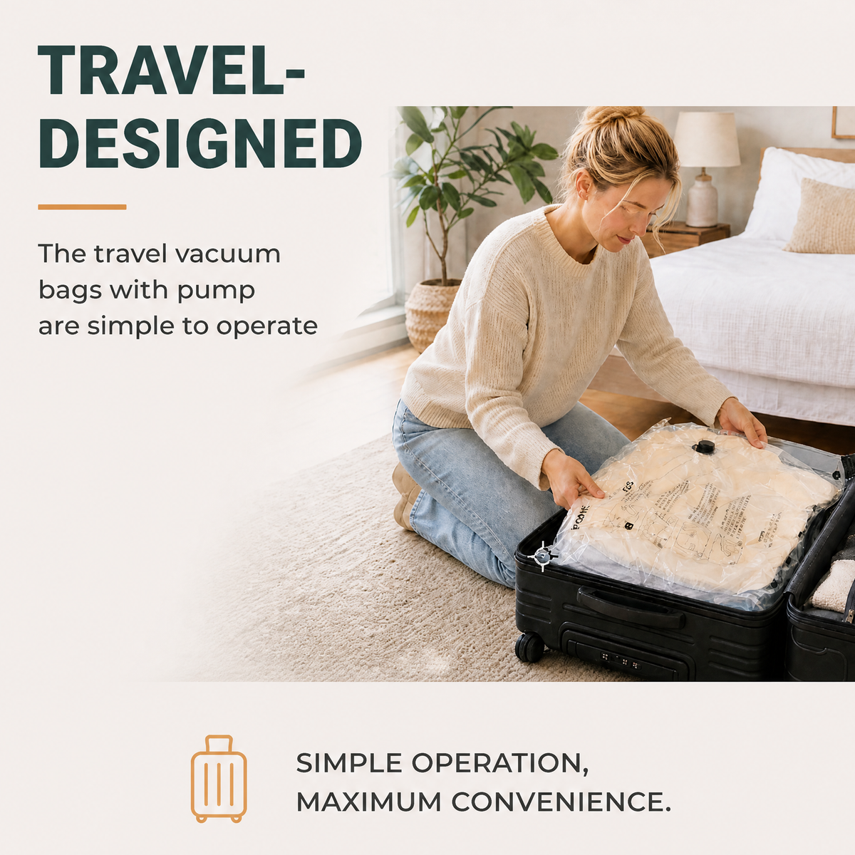 18‑pack travel vacuum seal compression bags with electric pump, space‑saver clothing storage bags designed for convenient packing in suitcases, backpacks and travel luggage