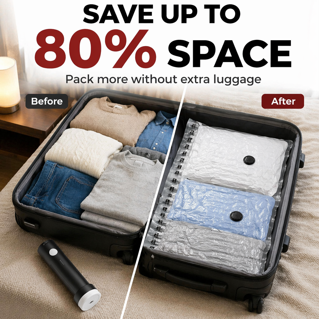 18‑combo travel vacuum compression packing cubes for clothing, space‑saver seal storage bags with cordless pump, practical luggage and suitcase organizer for vacation and cruise trips
