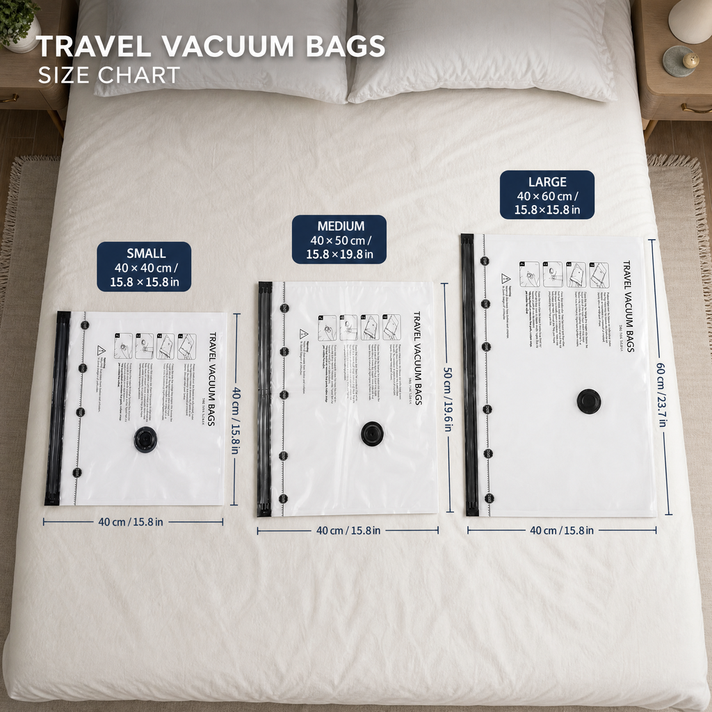 18‑pack travel vacuum seal compression bags with electric pump, space‑saver clothing storage bags designed for convenient packing in suitcases, backpacks and travel luggage