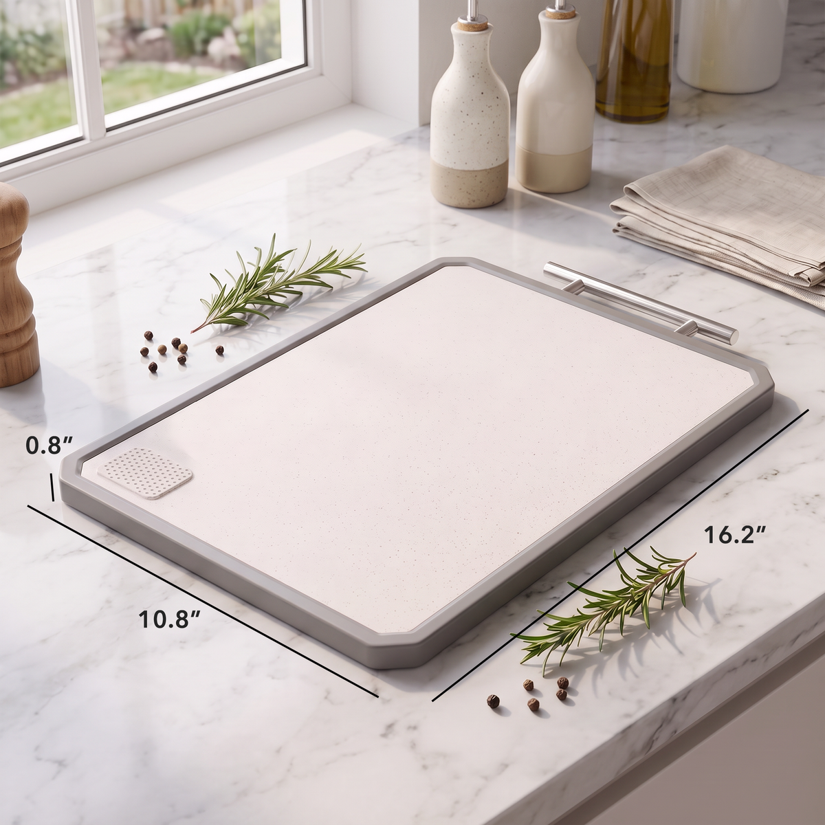 Double‑Sided 304 Stainless Steel Cutting Board, Food‑Grade Wheat Straw PP Reversible Kitchen Chopping Board, Scratch‑Resistant Dishwasher‑Safe Food Prep Surface for Home Cooking