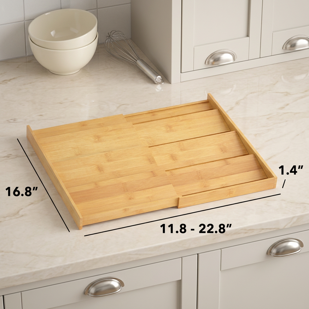 Expandable 4‑tier bamboo spice drawer insert, adjustable seasoning storage rack for kitchen cabinet organization, spice jars are not included