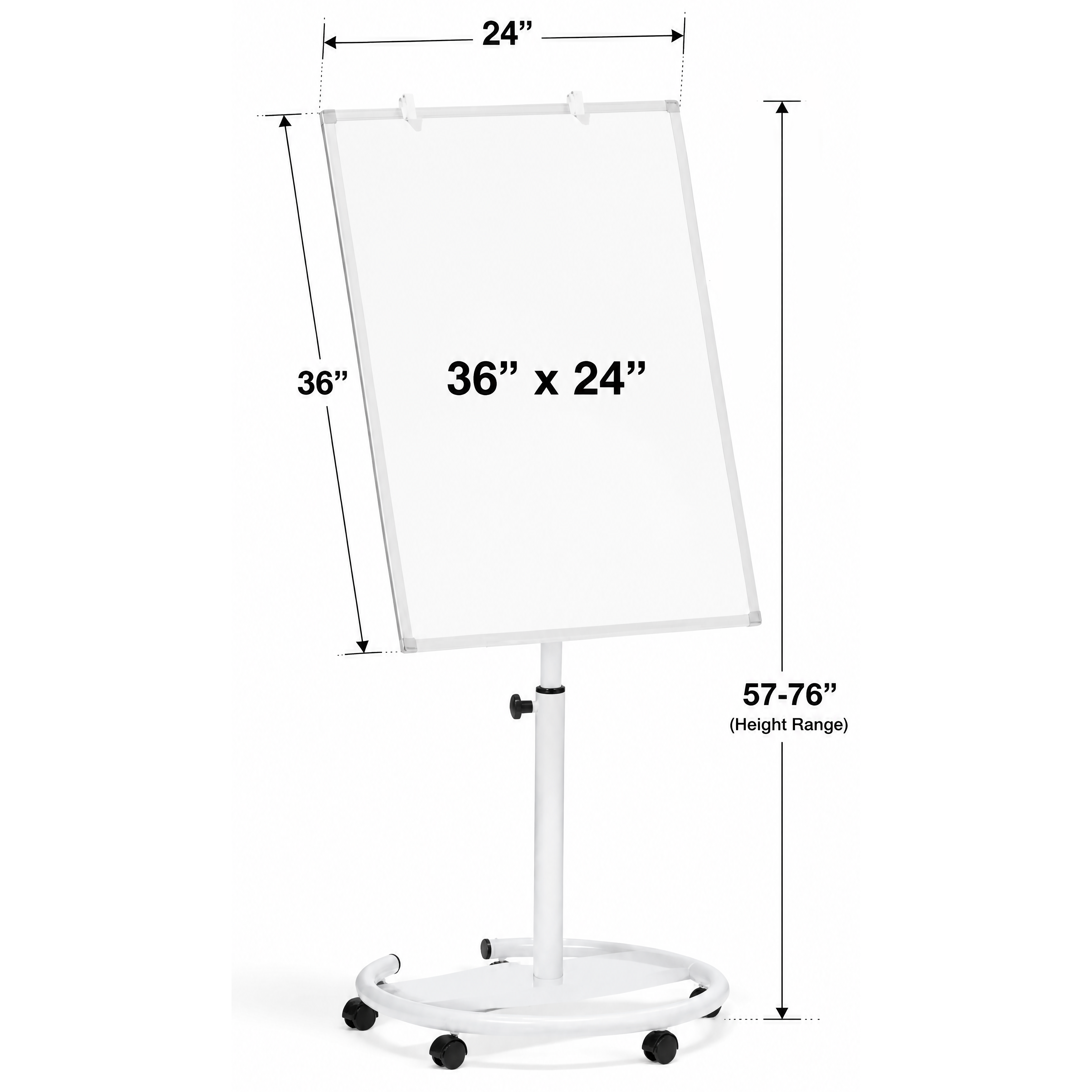 Adjustable Rolling Magnetic Whiteboard, Portable Dry Erase Easel with Circular Stand & Wheels, for Classroom, Office and Homeschool