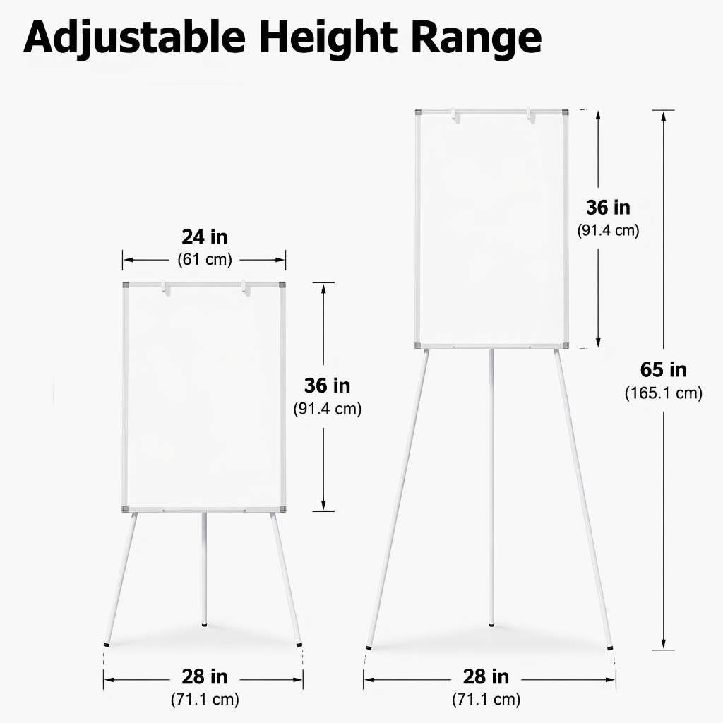 Tripod Magnetic Dry Erase Easel, Height Adjustable Portable Whiteboard for Home, Office & Classroom